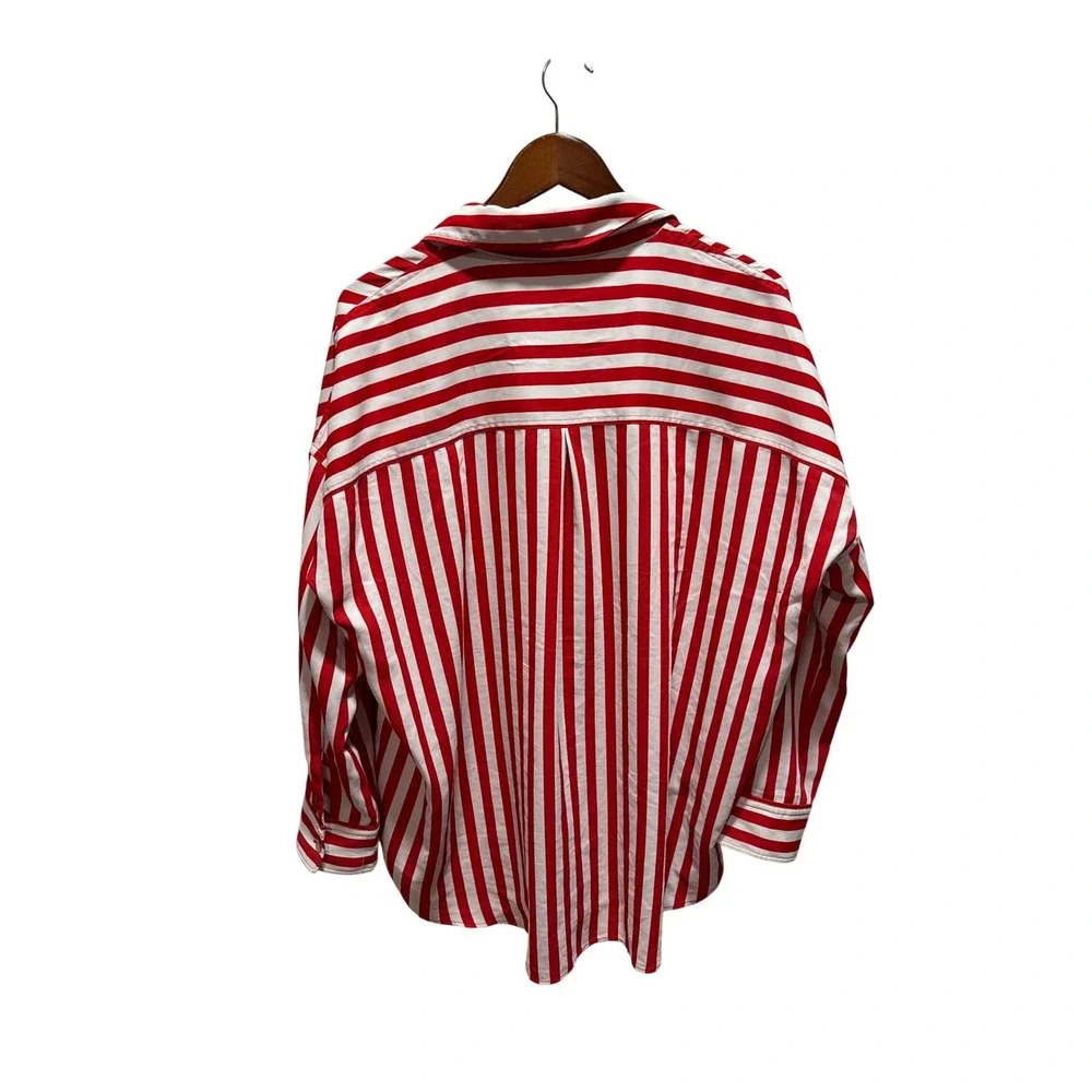 Negative Underwear Red White Striped Button Down Sleep Shirt XL XXL Lounge Top - Picture 5 of 5